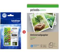 Brother + Prindo Green Recyclingpapier 500 Blatt Value Pack negro / cian / magenta / amarillo Original LC422XL MCVP