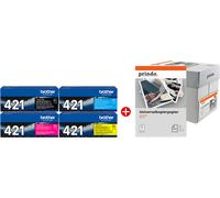 Brother + Prindo Universal Papier 2500 Blatt Value Pack negro / cian / magenta / amarillo / Blanco Original TN-421 MCVP