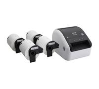 Brother QL-1100c - Paquete de Impresora de Etiquetas de Formato Ancho, Imprime Etiquetas de franqueo, código de Barras y código QR, conectividad USB, más 4 Rollos de Cintas de Etiquetas DK Originales