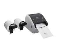Brother QL-1110NWBC - Paquete de conectividad inalámbrica, Impresora térmica de Etiquetas de Formato Ancho, Imprime franqueo y códigos de Barras, además de 2 Rollos de Cintas de Etiquetas DK