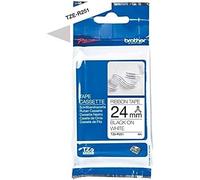 Brother textiles - Cinta para impresoras Brother P-touch H200, H100LB/R, H105, E100/VP, D200/BW/VP, D210/VP,Cube, Cube Plus (24 mm de ancho, 4 m de largo), color negro y blanco