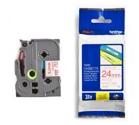 Brother TZe-252 Cinta rojo sobre blanco 24mm (original)