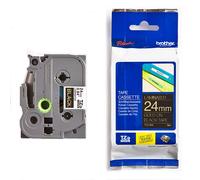 Brother TZe-354 - 24 mm Cinta laminada dorado sobre negro (8 m)