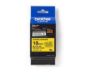 Brother TZe-S641 - Extra strength adhesive - black on yellow - Roll (1.8 cm x 8