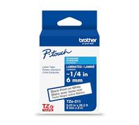 Brother TZe211 - Cinta de etiqueta blanca con impresión negra de 0,23 pulgadas x 26,2 pies (6 mm x 8 m)