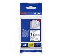 Brother TZeFA3 - Cinta textil, Longitud: 3 m, Para rotuladoras Ptouch (PT), Texto azul sobre fondo Blanco, Ancho: 12 mm