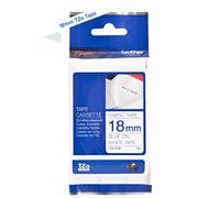 Brother tzefa4 Cinta Textil Original de Etiquetas - Texto Azul sobre Fondo Blanco - Ancho 18mm x 3 Metros