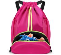 BROTOU Bolsa de deporte para fútbol, mochila con cordón, ajustable, cordón, bolsa de gimnasio, resistente al agua, bolsa de deporte para hombre, mujer, niños y jóvenes, Rosa., 30 L, Retro