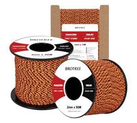 Brotree 2mm Paracord 3 Hebras 15M 100% Nylon Cuerda de Paracaídas para Al Aire Libre, Artesanía, Bricolaje - 90kg Carga de Rotura (Viuda Negra)