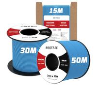 Brotree 2mm Paracord 3 Hebras 50M 100% Nylon Cuerda de Paracaídas para Al Aire Libre, Artesanía, Bricolaje - 90kg Carga de Rotura (Azul Cielo)