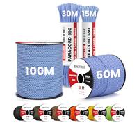 Brotree 4mm Paracord 550 7 Hebras Cuerda de Nylon 15M Tipo III Cuerda de Paracaídas para Supervivencia, Al Aire Libre, Bricolaje - 250kg Carga de Rotura (Azul Oscuro & Blanco)