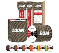 Brotree 4mm Paracord 550 7 Hebras Cuerda de Nylon 15M Tipo III Cuerda de Paracaídas para Supervivencia, Al Aire Libre, Bricolaje - 250kg Carga de Rotura (Camuflaje Bosque)