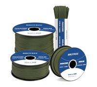 Brotree 550 Paracord 4mm 15m Cuerda Paracaidas 100% Poliéster Tipo III 7 Hebras para Al Aire Libre, Exterior, Supervivencia - Ejercito Verde