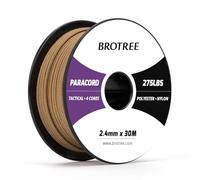 Brotree Paracord 2,4 mm 275lb Cuerda Nylon 30M 4 Hebras Cuerda Paracaídas Bobina para Exterior, Artesanía, Bricolaje - 125 kg Carga de Rotura (Marrón Oscuro)