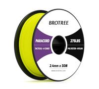 Brotree Paracord 2,4 mm 275lb Cuerda Nylon 30M 4 Hebras Cuerda Paracaídas Bobina para Exterior, Artesanía, Bricolaje - 125 kg Carga de Rotura (Amarillo Neón)