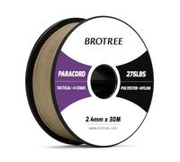 Brotree Paracord 2,4 mm 275lb Cuerda Nylon 30M 4 Hebras Cuerda Paracaídas Bobina para Exterior, Artesanía, Bricolaje - 125 kg Carga de Rotura (Marrón)
