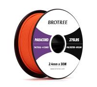 Brotree Paracord 2,4 mm 275lb Cuerda Nylon 30M 4 Hebras Cuerda Paracaídas Bobina para Exterior, Artesanía, Bricolaje - 125 kg Carga de Rotura (Naranja Neón)