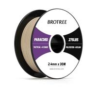 Brotree Paracord 2,4 mm 275lb Cuerda Nylon 30M 4 Hebras Cuerda Paracaídas Bobina para Exterior, Artesanía, Bricolaje - 125 kg Carga de Rotura (Caqui)