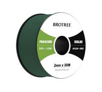 Brotree Paracord 2mm 30M Cuerda Nylon 1 Hebra Cuerda Paracaídas Tipo I para Exterior, Pulseras, Bricolaje - 45 kg Carga de Rotura (Verde Oscuro)