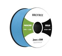 Brotree Paracord 2mm 30M Cuerda Nylon 1 Hebra Cuerda Paracaídas Tipo I para Exterior, Pulseras, Bricolaje - 45 kg Carga de Rotura (Azul Cielo)