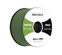 Brotree Paracord 2mm 30M Cuerda Nylon 1 Hebra Cuerda Paracaídas Tipo I para Exterior, Pulseras, Bricolaje - 45 kg Carga de Rotura (Verde Bosque)