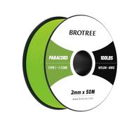 Brotree Paracord 2mm 50M Cuerda Nylon 1 Hebra Cuerda Paracaídas Tipo I para Exterior, Pulseras, Bricolaje - 45 kg Carga de Rotura (Verde Neón)