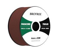 Brotree Paracord 4 mm 750lb Cuerda Nylon 30 M 11 Hebras Tipo IV Cuerda Paracaídas para Supervivencia, Pulseras, Bricolaje - 340 kg Carga de Rotura (Marrón Chocolate)