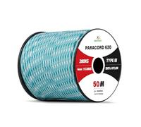 Brotree Paracord 4mm 9 Hebras Cuerda de 100% Nylon (15m, 30m, 50m) Tipo III Cuerda de Paracaídas para Supervivencia, Al Aire Libre, Bricolaje - 280kg Carga de Rotura (Cielo, 50m)
