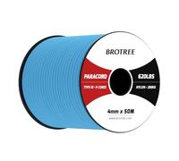 Brotree Paracord 4mm 9 Hebras Cuerda de 100% Nylon (15m, 30m, 50m) Tipo III Cuerda de Paracaídas para Supervivencia, Al Aire Libre, Bricolaje - 280kg Carga de Rotura (Azul Cielo, 50m)