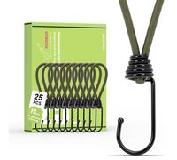 Brotree Tendeur Elastique Avec Crochet 15cm Tendeur Bache 25Pcs Corde Élastique Caoutchouc Sandow Elastique (Ejército Verde)