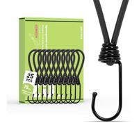 Brotree Tendeur Elastique Avec Crochet 15cm Tendeur Bache 25Pcs Corde Élastique Caoutchouc Sandow Elastique (Negro)