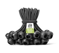 Brotree Tensores Elásticos con Bola 25 Pack Cuerdas Elásticas Lonas 12.5 cm Gomas Tensoras para Lonas, Exterior, Trampolin, Sujecion - Negro