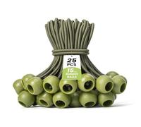 Brotree Tensores Elásticos con Bola 25 Pack Cuerdas Elásticas Lonas 15 cm Gomas Tensoras para Lonas, Exterior, Trampolin, Sujecion - Verde Militar