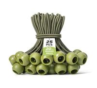 Brotree Tensores Elásticos con Bola 25 Pack Cuerdas Elásticas Lonas 20 cm Gomas Tensoras para Lonas, Exterior, Trampolin, Sujecion - Verde Militar