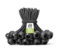 Brotree Tensores Elásticos con Bola 25 Pack Cuerdas Elásticas Lonas 20 cm Gomas Tensoras para Lonas, Exterior, Trampolin, Sujecion - Negro