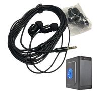 Brots de oído con cable largo con micrófono - auriculares estéreo de cancelación de ruido de 3 metros | Auriculares con cable de bajo transparente para grabación de PC, karaoke en línea, reuniones vir