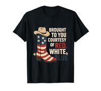 Brought To You Courtesy of Red White Blue Cowboy Boot Camiseta