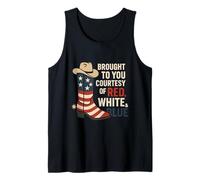 Brought To You Courtesy of Red White Blue Cowboy Boot Camiseta sin Mangas