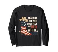 Brought To You Courtesy of Red White Blue Cowboy Boot Manga Larga