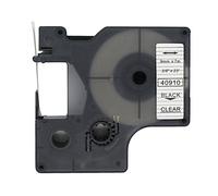 BROVACS 1 Pack Negro sobre Transparente Cinta de Etiquetas Compatible con DYMO D1 40910, 9 mm 3/8" OPA2110