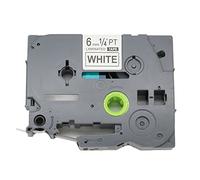 BROVACS 1 paquete de cinta adhesiva extrarresistente para etiquetas negro sobre blanco compatible con Brother P-Touch TZ S211 TZe S211 6 mm 1/4" OPA1221