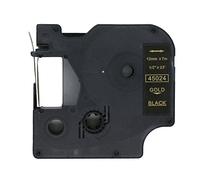 BROVACS 1 paquete de cinta de etiquetas dorada sobre negra compatible con DYMO D1 45024 12 mm 1/2 pulgada OPA2224