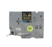 BROVACS 1 paquete de cinta de etiquetas laminada dorada sobre negra compatible con impresora de etiquetas Brother P-Touch TZ 334 TZe 334 de 12 mm OPA4334
