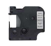 BROVACS 1 paquete de cinta de etiquetas negra sobre plata compatible con DYMO D1 45022 12 mm 1/2 pulgada OPA2222