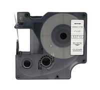 BROVACS 1 paquete de cinta de etiquetas negra sobre transparente compatible con DYMO D1 53710 24 mm 1 pulgada OPA2410