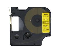 BROVACS 1 paquete de etiquetas compatibles con Dymo D1, negro sobre amarillo, 45018, 12 mm 1/2" OPA2218