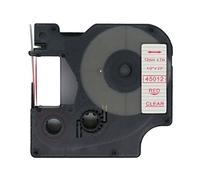 BROVACS 1 paquete de etiquetas rojas sobre transparentes compatibles con DYMO D1 45012 12 mm 1/2" OPA2212