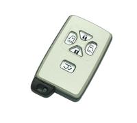 BROVACS Carcasa de repuesto + llave de inserción de emergencia en blanco sin cortar compatible con Toyota Estima Alphard Vellfire de 5 botones inteligente sin llave, llavero plateado PG432