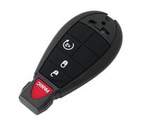 BROVACS Carcasa de repuesto para llave + llave de inserción de emergencia sin cortar compatible con Chrysler Dodge Jeep de 4 botones Smart Keyless Entry Remote Key Case Fob 3 BTN + Panic PG753D