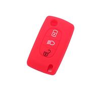 BROVACS Funda protectora de silicona compatible con Peugeot Citroen con 3 botones y mando a distancia con símbolo de luz CV9305, color rojo
